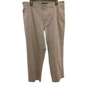 Tommy Hilfiger Mens Tan Khaki Chino Pants Flat Front Cotton Twill 36x30